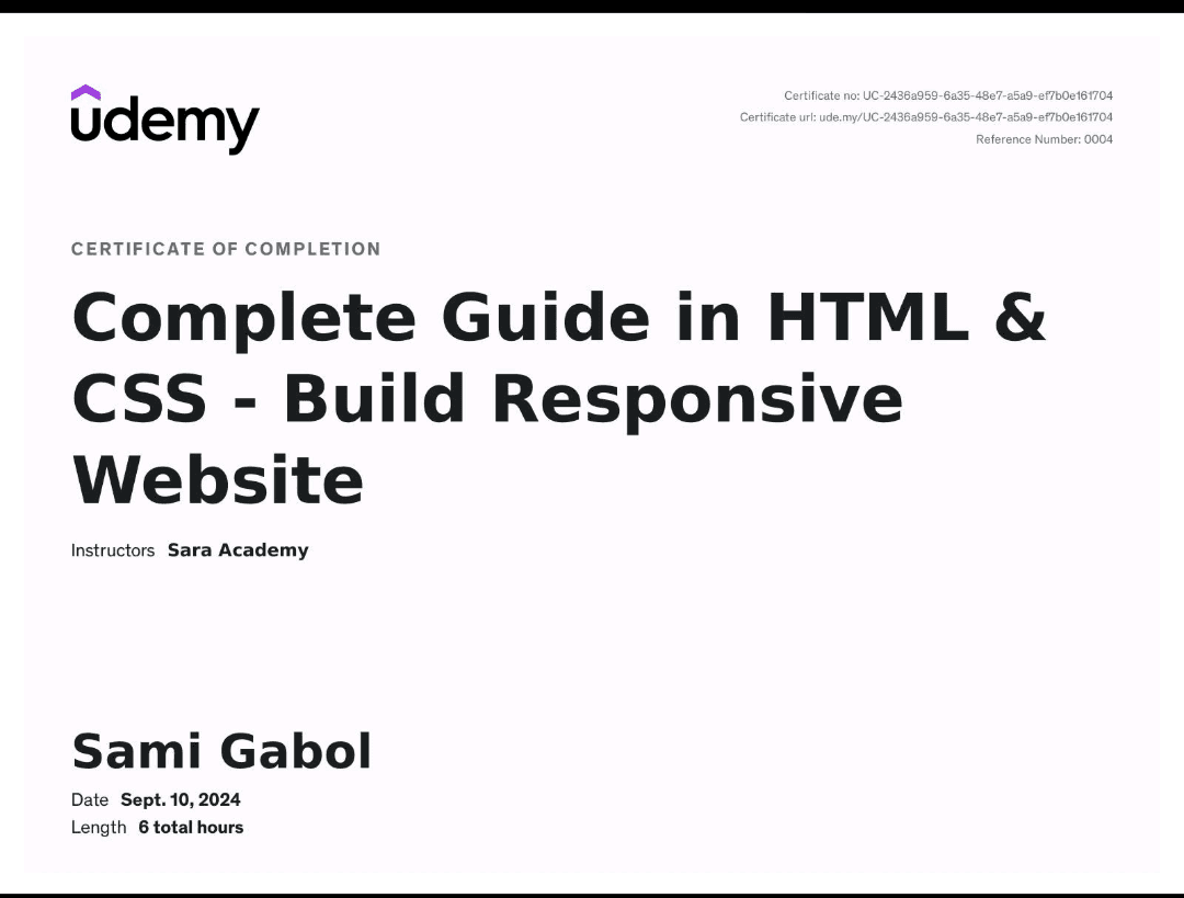 Certified HTML & CSS Developer